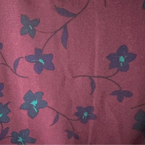 Molly and Isadora Long Sleeve Floral Print Dress Plum Blue 20w - Picture 7 of 12